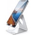 Lamicall Cell Phone Stand, Desk Phone Holder Cradle, Compatible with Phone 12 Mini 11 Pro Xs Max XR X 8 7 6 Plus SE, All Smartphones Charging Dock, Office Desktop Accessories - Silver