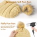 Bluetooth Beanie for Women, Deegotech Women Winter Hat, Gift for Women Girls Mom, Bluetooth 5.0 Wireless Headphones Beanie, Pompom Knit Beanie Hat Warm Ski Cap-Black